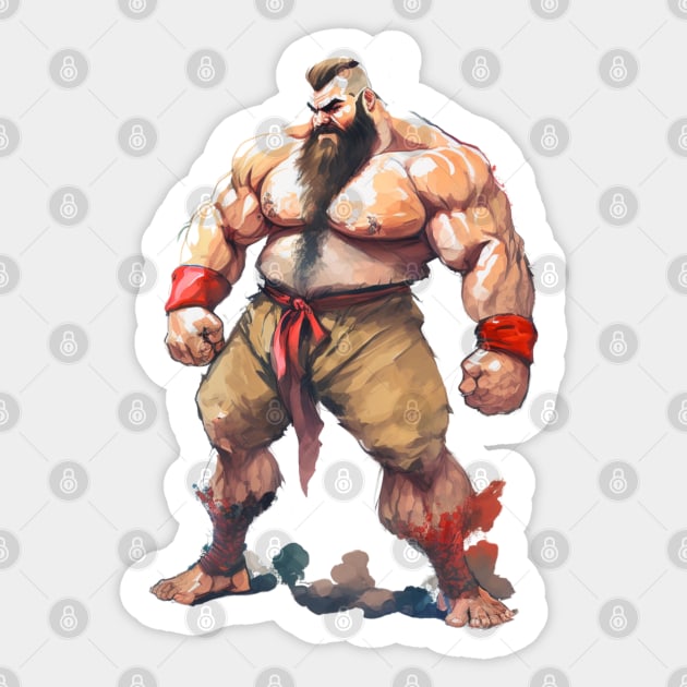 Zangief Watercolor - Original Artwork Sticker by Labidabop